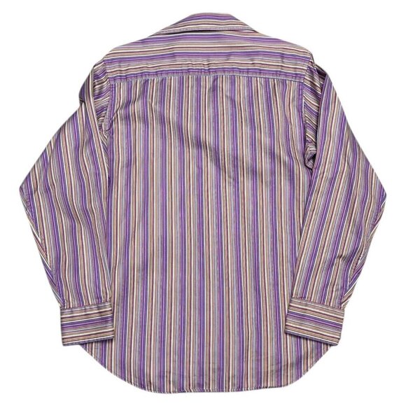 BUGATCHI UOMO Luxury Designer Striped Italian Business Casual Dress Shirt Small - Picture 2 of 6